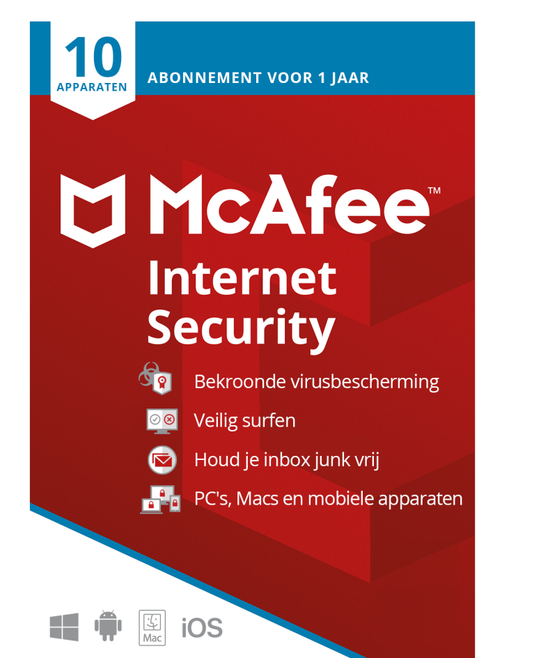 McAfee Internet Security 2022, 10 apparaten, 1 jaar